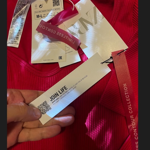 Zara hot pink fuchsia seamless ribbed top and leggings coordinated set NWT - Picture 7 of 16